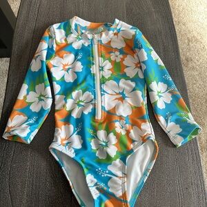 Coral & Reef Floral Baby Toddler 18 m Swimwear - Blue and Orange